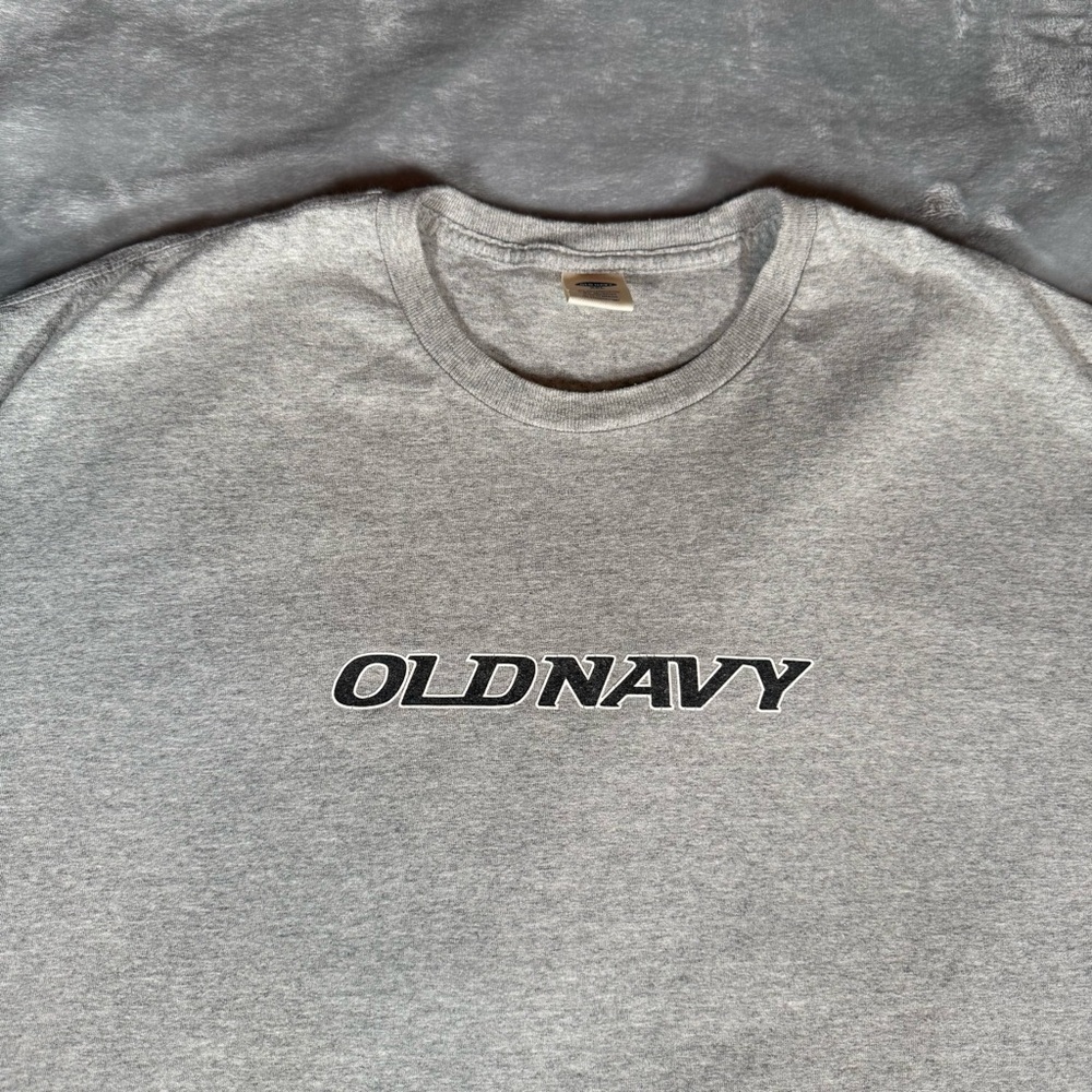 Vintage Old Navy Logo T Shirt Mens 2XL Baggy Fit Surfer Style Y2K Gray